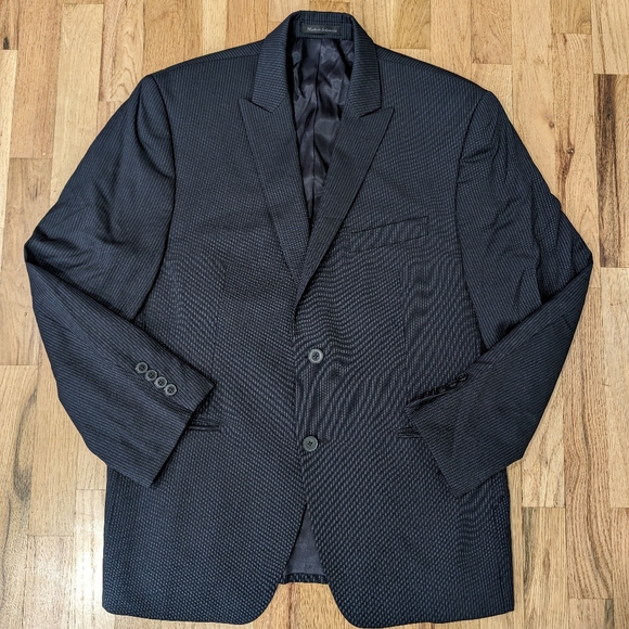 Calvin Klein Mens Blazer Blue Pinstripe Wool 2 Button Suit Jacket Sport Coat 40S - Picture 1 of 13